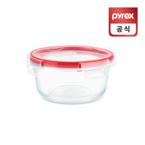 코렐 파이렉스 원형 프레쉬락 4면 밀폐용기 950ml 내열 반찬통 정리 유리 투명 냉동실