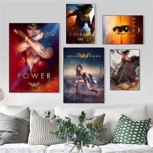 W-Wonder Woman 포스터 액자 없음 크래프트 클럽 바 종이 빈티지 벽 아트 그림 침실 연구