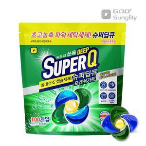 갓성비 슈퍼딥큐 5in1 프레쉬가든 100개입 캡슐세제 실내건조 고농축 대용량 세탁 드럼