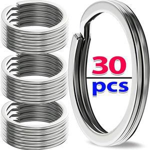 스테인리스 스틸 키링 광택 실버 라운드 플랫 와이어 분할 보석 제작 자동차 DIY 25-35mm, 10-30 개