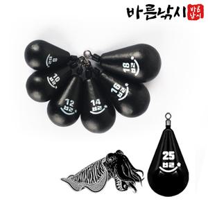 바른 무광 블랙 봉돌 회전 도래 싱커 심해 갑오징어 쭈꾸미 물방울 다이아몬드 추