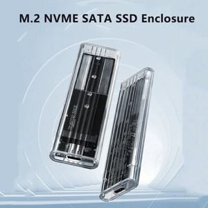 M.2 NVME PCIe NGFF SATA SSD 케이스 USB3.1 Gen1 10Gbps TypeC 투명 인클로저 2230/2242/2260/2280용 외부