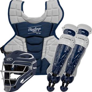 Rawlings Velo 2.0 청 NOCSAE 야구 보호 포수 기어 세트 네이비와 화이트
