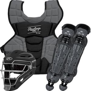 Rawlings Velo 2.0 청 NOCSAE 야구 보호 포수 기어 세트 블랙과 흑연