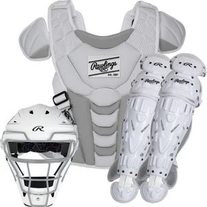 Rawlings Velo Fastpitch 소프트볼 포수 세트 NOCSAE  중급 12-15 화이트 실버