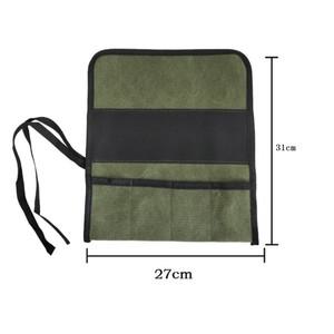 1PCS 옥스포드 헝겊 롤 도구 가방 33*27cm 회색 여러 포켓 다목적 렌치 파우치 저장하기위한 교수형 공구가