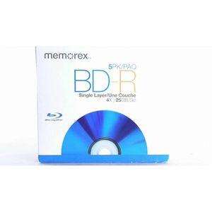 Memorex 32020014034 25GB 4X Write-Once BD-R 블루레이 디스크 5팩 주얼 케이스 584810