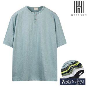 [해리슨] 오버핏 슬라브 헨리넥 반팔티 MDL1439
