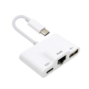 ID381 갤럭시탭 S10/S9/S8/S7/아이패드 C타입 유선랜 컨버터 RJ45+USB3.1 멀티허브