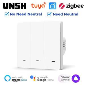 투야 스마트봇Tuya Zigbee EU UK 스마트 라이트 스위치 푸시 단추 중립 와이어 없음포함 알렉사 구글 홈 얀