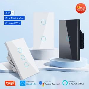 투야 스마트봇스마트 Wifi 터치 스위치 중성선 필요 없음 홈 123 갱 전등 100-240V Alexa Hey Google과  작