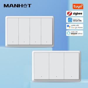 투야 스마트봇스마트 라이프 Zigbee 전등 스위치 중립선 없음 및 US 1-4 갱 푸시 버튼 Alexa Google 홈용