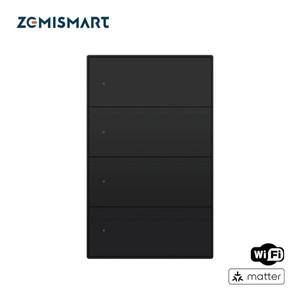 투야 스마트봇Zemismart Matter WiFi 1 2 3 4 6 갱 스마트 벽 조명 스위치 US AU 푸시 버튼 검정색 스위치