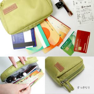 파우치 모자 수첩 케이스 통장 인감 계산기 영수증 등 수납 BOBO 자바라식 넣어 카드 지갑 aru store
