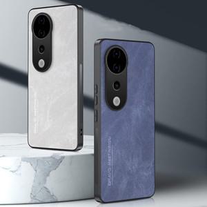 Vivo V40 용 후면 커버 피부 느낌 충격 방지 전화 케이스 Capa 범퍼 Fundas