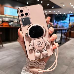 V30 우주 비행사 브래킷 케이스 Vivo V29 라이트 프로 Y76 V27 Y35 Y16 Y02s 커버 거치대 랜야드 코크 V