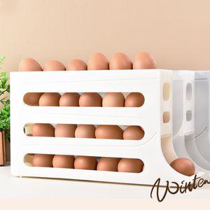 고급 3층 슬라이딩 에그보관함 자동롤링 계란 수납함 계란트레이 3층계란보관함 계란수납보관함