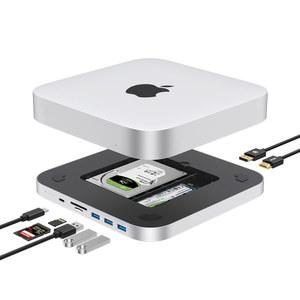 dp Qwiizlab USB C 허브 Mac Mini M2 M1 듀얼 드라이브 인클로저 SATA NVMe M 2 SSD Type 10Gbps SD TF 카드 리더 도킹 스테이션