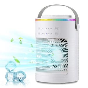 스프레이가있는 냉각 팬 소형 휴대용 시간 조절 가능 에어컨 가정용 데스크탑 600ml 워터 냉각기 USB 전원