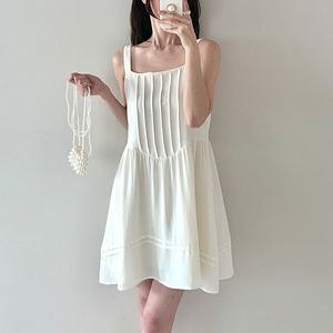 핀턱 나시 뷔스티에 A라인 미니 원피스 여름 휴양지 레이어드룩