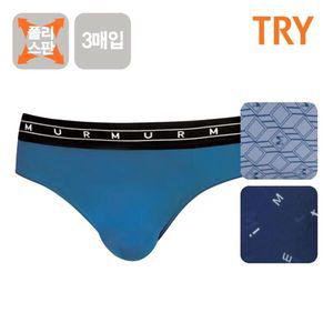 TRY 주니어 남성삼각 폴리 포인트 남자브리프팬티 3매어린이 남학생 스판 편한 학생용 속옷 키즈 쥬니어