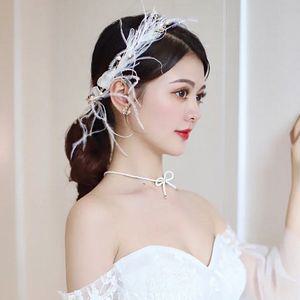 머리두건 헤어핀 가발장식 곱창핀백조의호수 브라이덜샤워소품 셀프웨딩 깃털핀 무대 머리삔 악세서리 액세