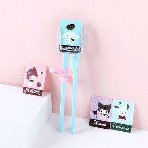 산리오캐릭터즈 콰트로 카드체인지 교정젓가락 1단계스텐 연습 식기 유아 아동 어린이 이유