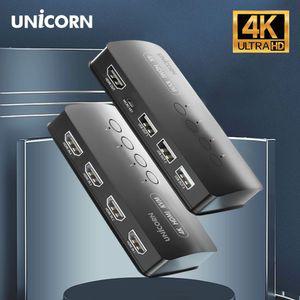 유니콘 4K 4포트 HDMI KVM스위치 모니터 키보드마우스제어 분할 PC PC기 관제실기 KVM 실장비 서버관리
