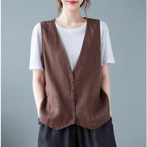 린넨 베이직 조끼 여성 여름 베스트