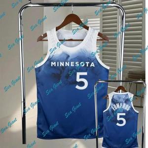 농구유니폼 농구복 져지 바지 나시 티셔츠 반티 Jersey Mens 24_25 최신 더운 여름 Timberwolves No. 5 농
