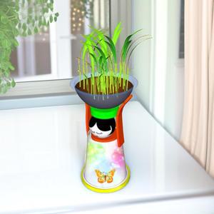 창작용 잔디인형 (LED형 1인용) 물잔디 화분 식물키우기 씨앗발아 관찰 DIY 과학교구