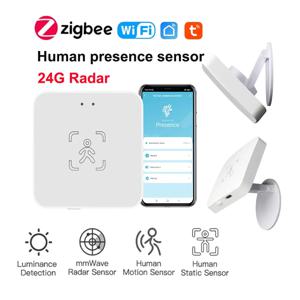 Tuya 24G ZigBee Wifi MmWave 인간 존재 센서, 스마트 인체 PIR 센서, 조도 및 거리 감지 레이더 감지기