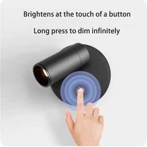 자석 베이스 USB 충전식 LED 무선 벽등 터치 스위치 블랙 화이트 자석 조광 침대 옆 독서등