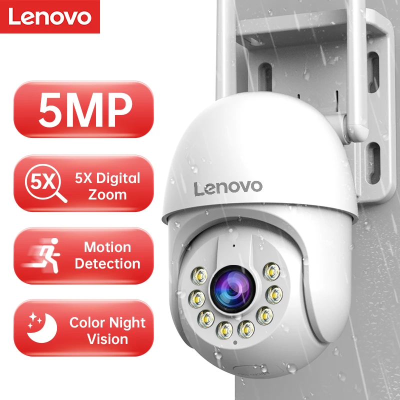 레노버 5MP 스마트 와이파이 PTZ 카메라 야외 5x 디지털 줌 자동 추적 ONVIF 무선 CCTV IP 카메라 보안 비디오 감시