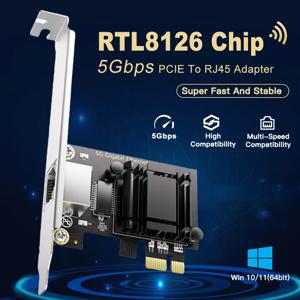 5Gbps Pcie-RJ45 네트워크 카드 Realtek 8126 100Mbps/1G/2.5G/5G RJ45 인터페이스 기가비트 이더넷 PCI Express X1 X4 X8 X16 어댑터