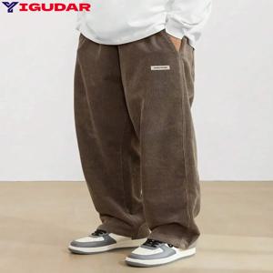코듀로이 바지 남성 의류 운동복 루즈핏 캐주얼 바지 남성 헐렁한 호센 일반 길이 바지 남성 카고 바지 여성