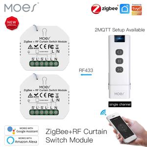 MOES RF433 ZigBee 전동 롤러 셔터 블라인드 모터 용 스마트 커튼 스위치 모듈 2MQTT Tuya Smart APP Alexa Google