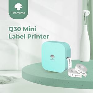 Phomemo Q30 라벨 메이커 무선 미니 열전 사 프린터 학교 홈 오피스 용 휴대용 접착 스티커 바코드 라벨링 기계