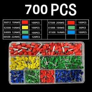 700pcs 유럽 유형 튜브 터미널 와이어 커넥터 크림 퍼 케이블 전기 압력 연결 링 콜드 크림프 터미널