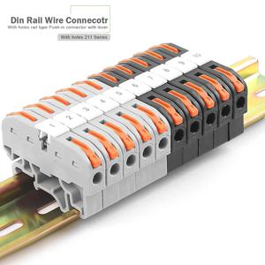 영국 터미널 블록 대신 Din Rail 211 와이어 커넥터 퀵 스플라이스 전도성 스트립 및 번호 마커가 있는 범용 터미널