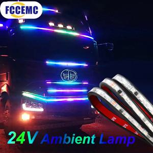 24V 트럭 다채로운 깜박이는 빛 LED 장식 램프 분위기 빛 야간 운전 안전 경고등 남자 SCANIA VOLVO