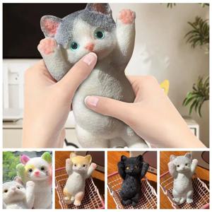 스트레스 해소 장난감, 귀여운 고양이 패턴, 불안 감소, 물렁물렁한 고양이 인형, 부드러운 휴대용