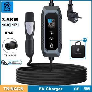 Tesla EV 충전기 용 evsow TS-NACS 전기 자동차 충전기 3.5KW 16A 1P EVSE Wallbox 충전기 조정 가능한 전류 및 충전기 시간 설정