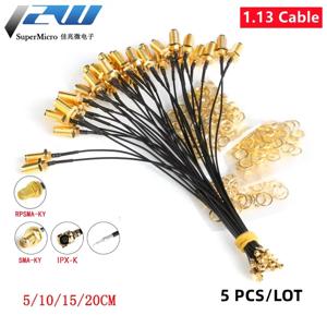 5 개/몫 IPX-SMA, SMA 커넥터 케이블 암-UFL/u.FL/IPX/IPX,RF 동축 어댑터 어셈블리 피그테일 케이블 1.13MM RP-SMA-KY