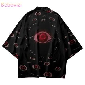 새로운 디자인 아이 프린트 전통 기모노 2023 일본식 여성 남성 streetwear 비치 카디건 패션 코스프레 하오리 셔츠 탑