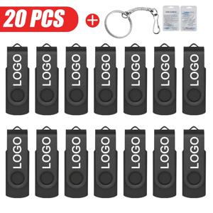20 개/몫 사용자 정의 로고 USB 2.0 플래시 드라이브 펜 드라이브 4GB 8GB 16GB 32GB Pendrive 64GB 메모리 스틱 실제 용량 U 디스크 Cle Usb