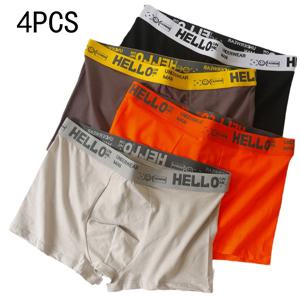 4PCS 남자 솔리드 컬러 항균 속옷 중반 허리 느슨한 편안한 통기성 편지 플러스 사이즈 복서 지방 속옷