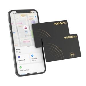 VOCOlinc 지갑 추적기 카드 2개, GPS 위치 추적기 스마트 태그, 내 사용량 찾기(IOS 전용), 키 찾기 Bluetooth 추적기, 충전 필요 없음
