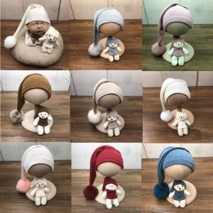 ❤️CYMMHCM 신생아 사진 소품 귀여운 봉제 공 모자 + 인형 2 개/대/세트 유아 사진 액세서리 스튜디오 아기 촬영 모자 사진
