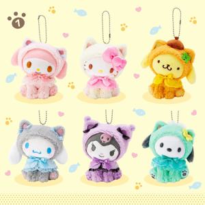 Sanrioed Kawaii 헬로 키티 Kuromi 봉제 인형 장난감 펜던트 귀여운 플러시 키 체인 가방 펜던트 크리스마스 Gifts12CM